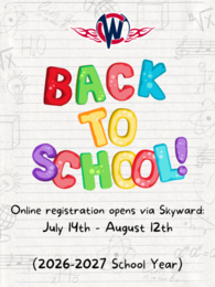 Promotional banner for the 2026-2027 West Central online registration period, with the specific Skyward timeline and details fully outlined in the text of the article below.